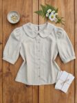 Blusa Melodia com Gola Retrô e Manga Curta